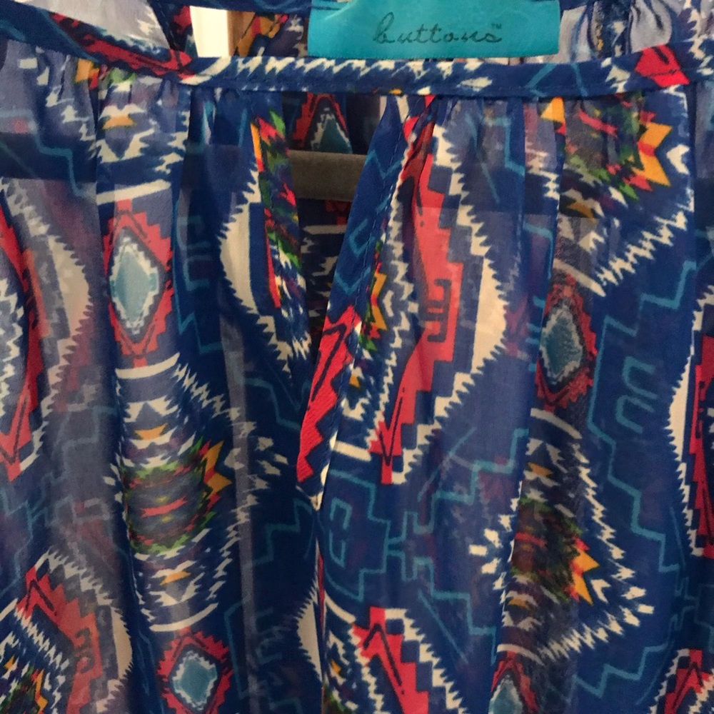 Buttons Blue Pattern Blouse